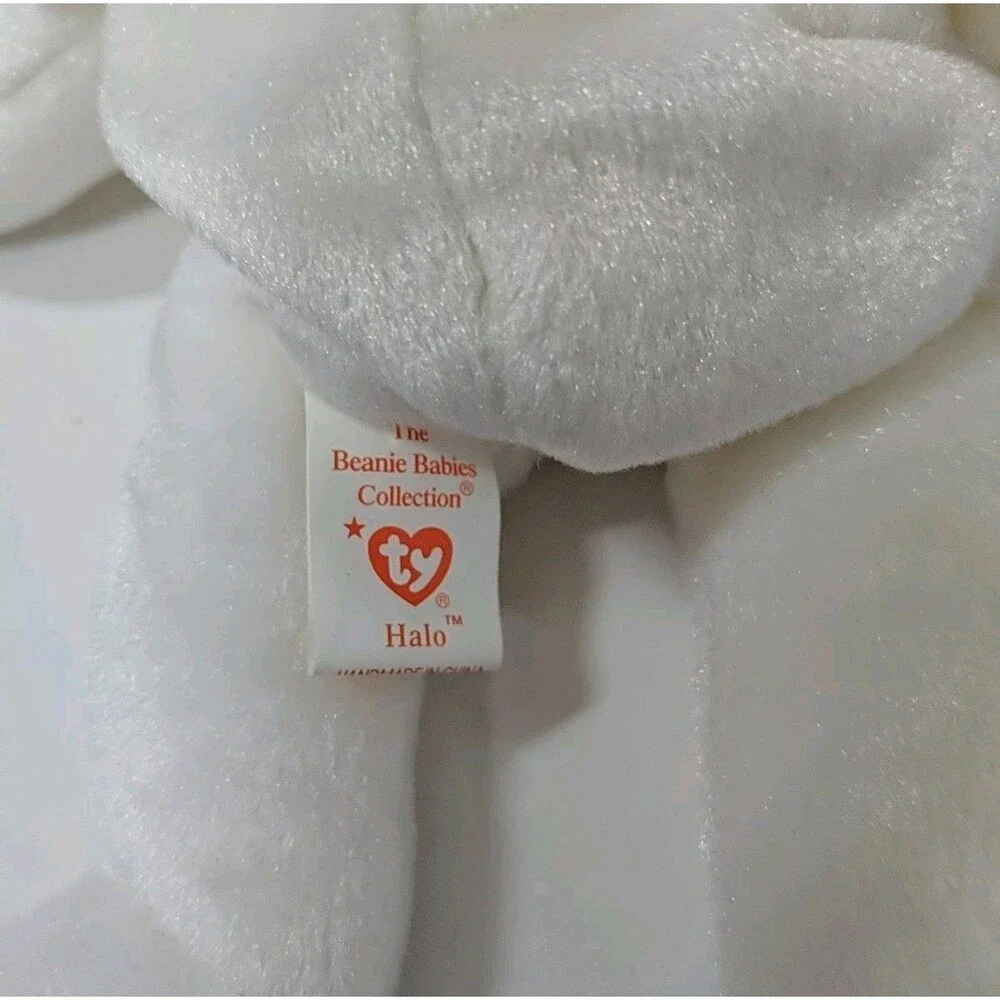 TY Beanie Baby Collection HALO Plush Style Angel Wings White Bear RETIRED